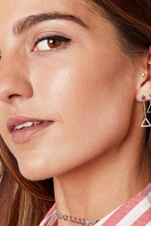 Earrings Triangular Space Silver Color Copper h5 Picture3